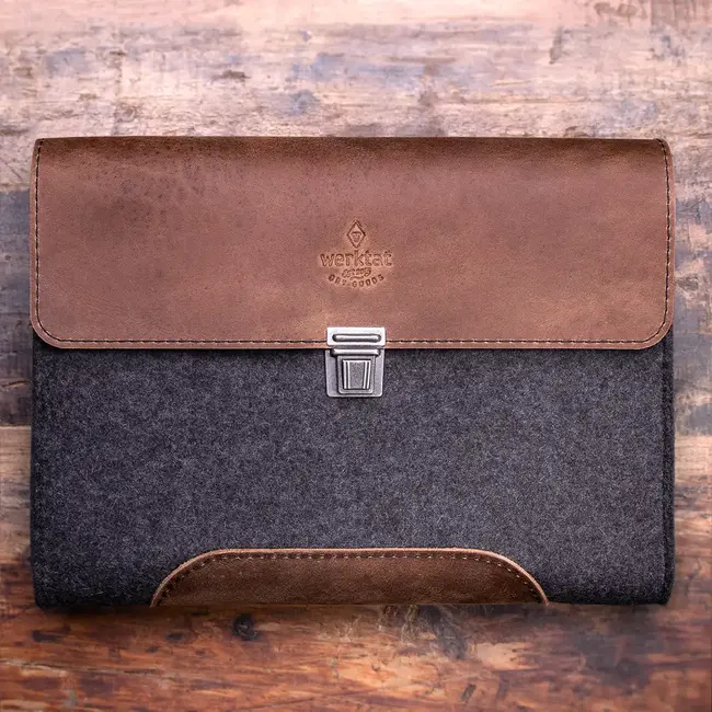 Geräumige Notebook-Tasche aus Leder und Filz