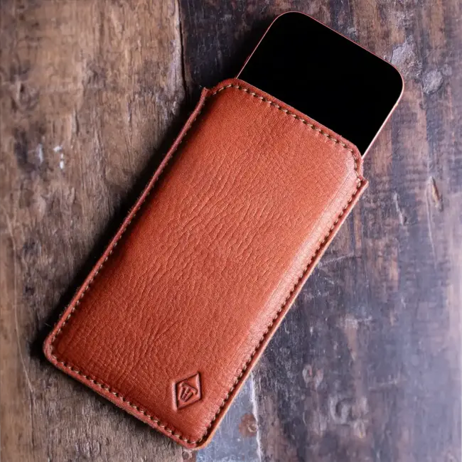iPhone leather sleeve made from premium vegetable-tanned leather