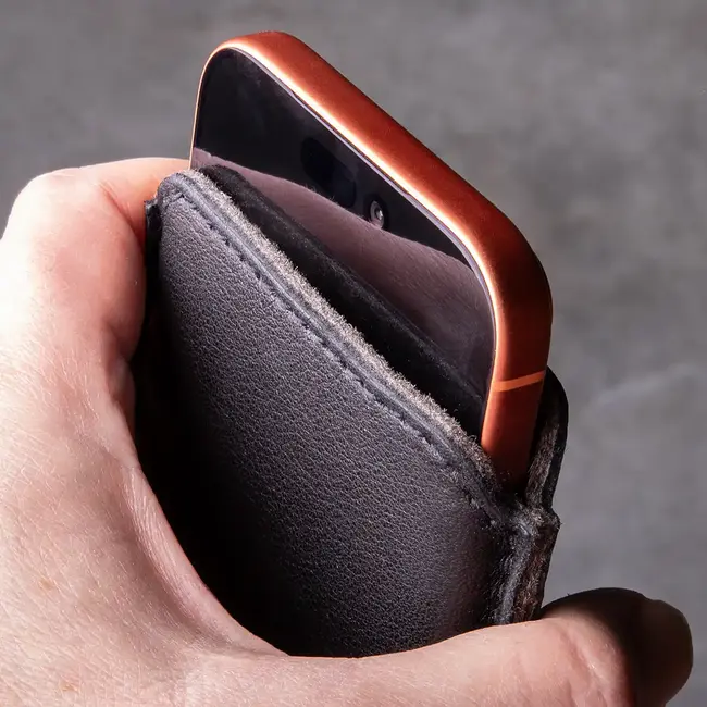iPhone leather sleeve made from premium vegetable-tanned leather