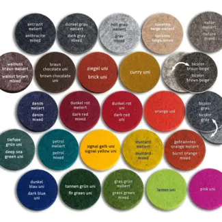 5 mm color samples for woolfelt 100% virgin wool