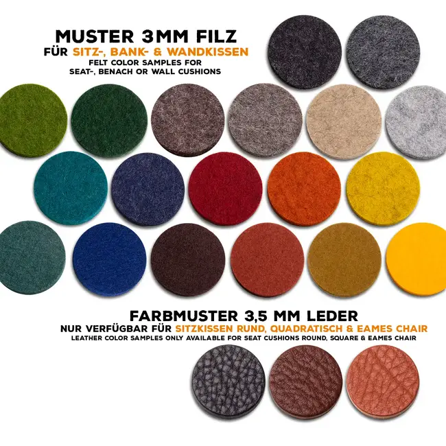 3 mm color samples for upholstered seat cushions