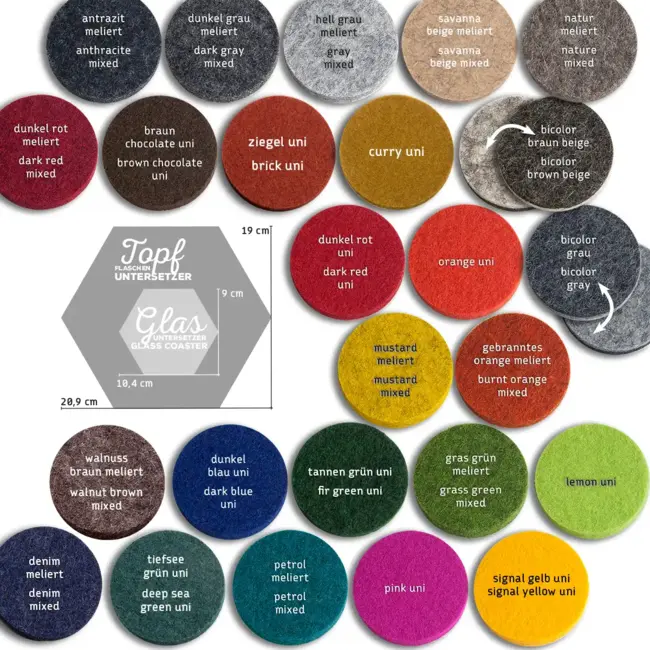 Sechseckige Untersetzer Hexagon Filz