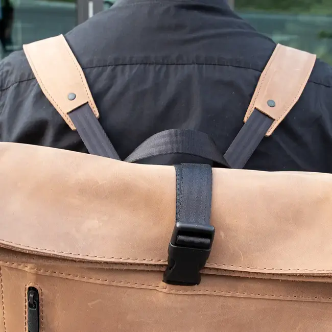 Rucksack Leder mit Rolltop