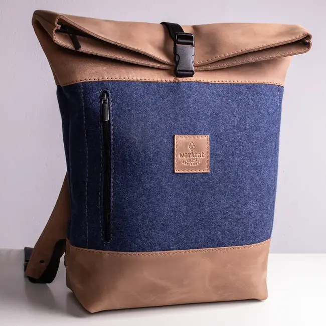 Rolltop Rucksack aus Wollfilz & Rindleder