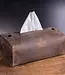 Cosmetic tissue box cover in leather