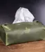 Cosmetic tissue box cover in leather
