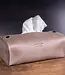 Cosmetic tissue box cover in leather
