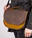Crossbody saddle bag, leather & felt, women