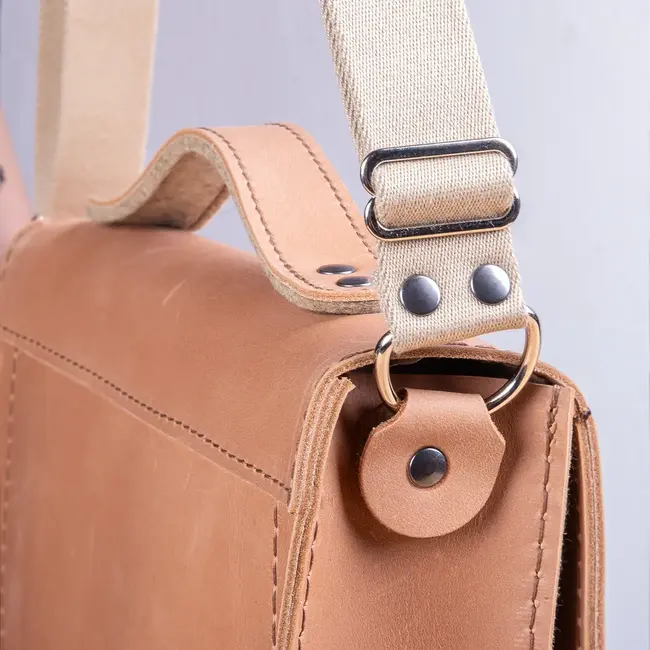 Crossbody saddle bag, leather & felt, women