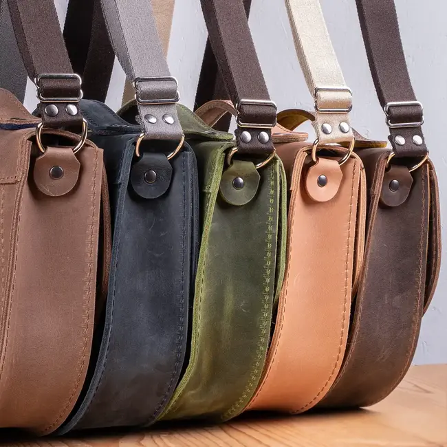 Crossbody bag, cowhide leather & wool felt SADDLE BAG