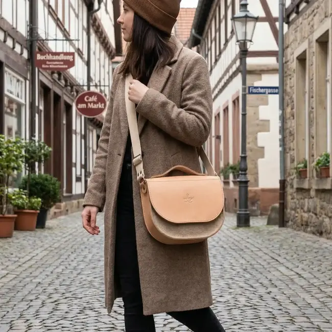 Umhängetasche Saddle Bag, Leder & Filz, für Damen