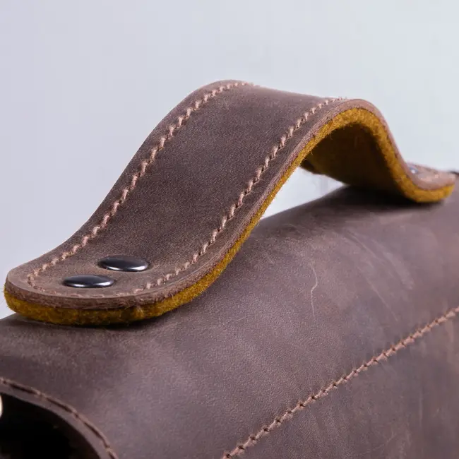 Crossbody saddle bag, leather & felt, women