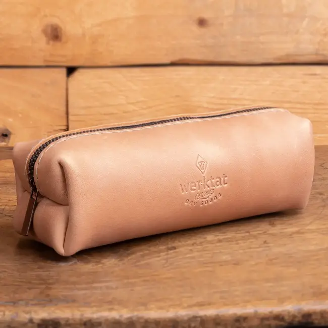 leather pencil case in brown, green, gray or red