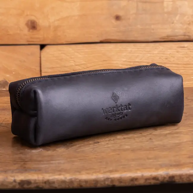 leather pencil case in brown, green, gray or red