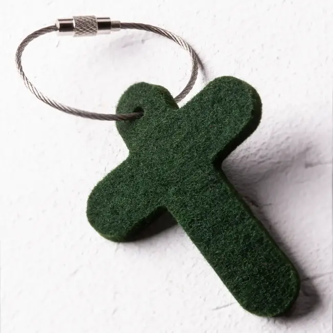 Cross key chain made of felt