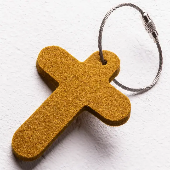 Cross key chain made of felt