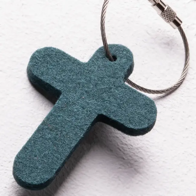 Cross key chain made of felt