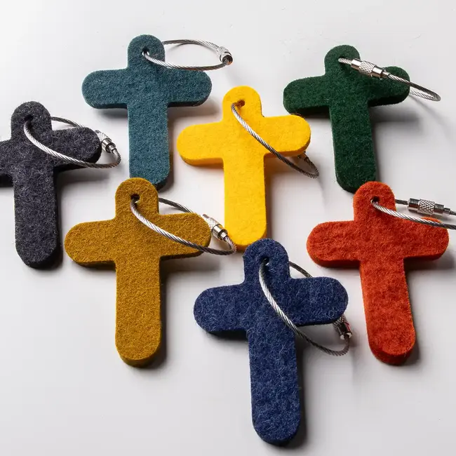 Cross key chain made of felt