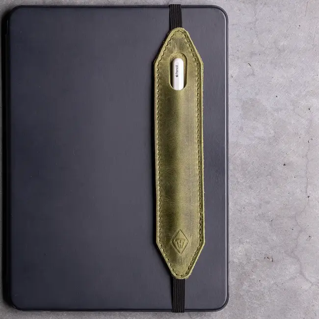 Pen loop of leather with elastic band