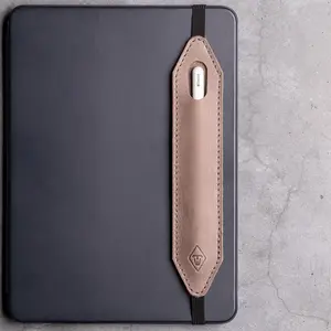 Pen loop of leather with elastic band