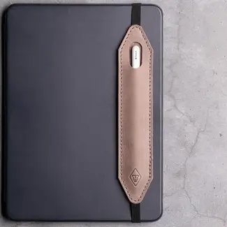 Pen loop of leather with elastic band