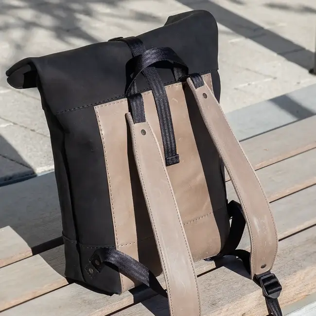 Leather backpack for women – with roll-top