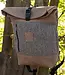 Rolltop backpack small in wool felt & cowhide leather