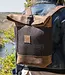 Rolltop backpack small in wool felt & cowhide leather
