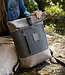 Rolltop backpack small in wool felt & cowhide leather