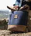 Rolltop backpack small in wool felt & cowhide leather