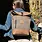 Damen Rolltop Rucksack aus Filz & Leder