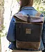 Rolltop backpack small in wool felt & cowhide leather