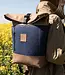 Rolltop backpack small in wool felt & cowhide leather