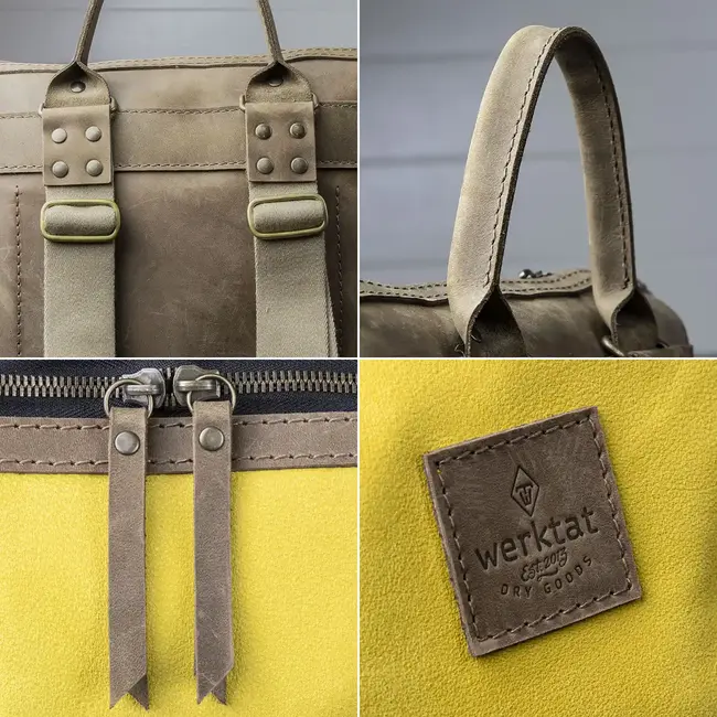 Leather backpack for women in yellow, black, or brown