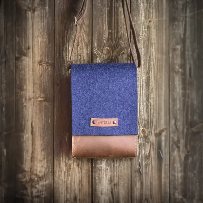 Satchel bag small of wool felt & genuine leather