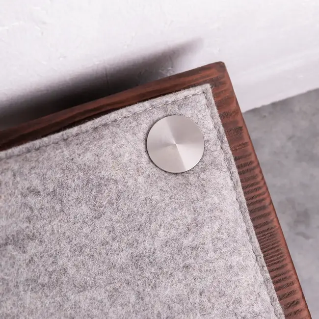Bench cushion, custom-made in felt with eyelets or mounts
