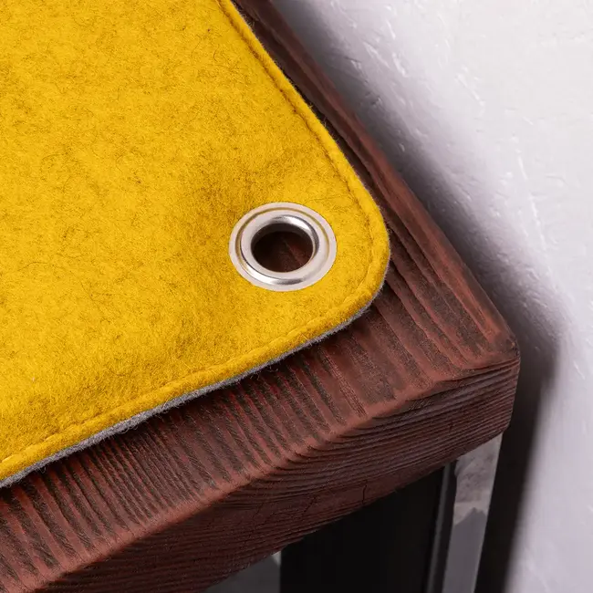 Bench cushion, custom-made in felt with eyelets or mounts