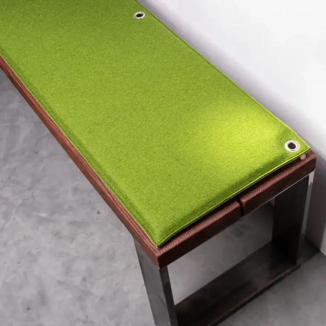 Bench cushion, custom-made in felt with eyelets or mounts