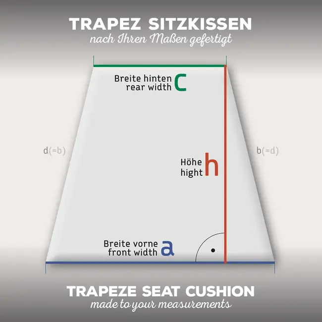 Trapeze seat cushion made to measure