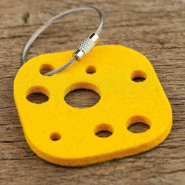 Cheese keychain made of felt