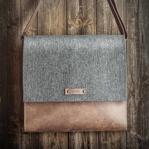 Messenger Bag groß aus Wollfilz & Echtleder, Umhängetasche – KARL