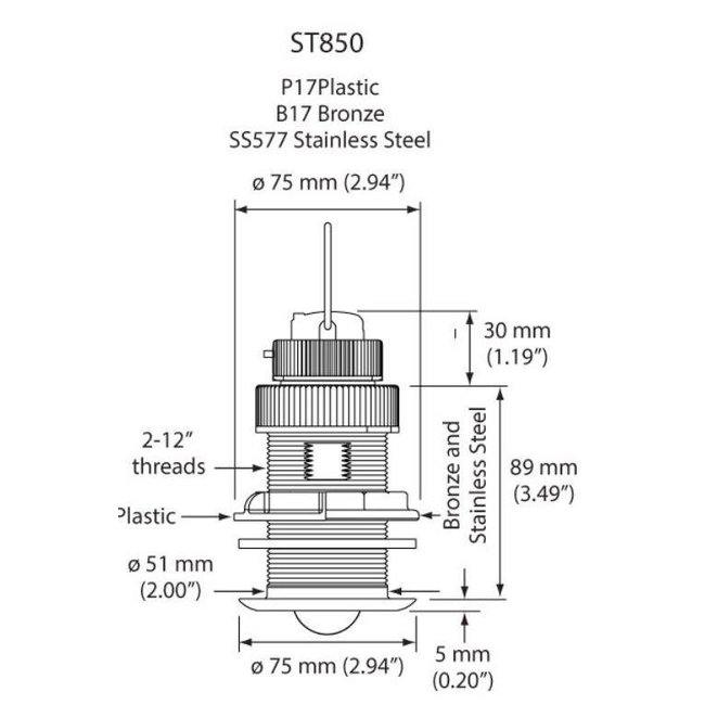 FURUNO Transducer Kunststof ST-02PSB