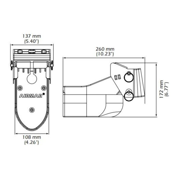 AIRMAR TM165HW Wide-Beam Echolotgeber CHIRP-READY Spiegel Montage