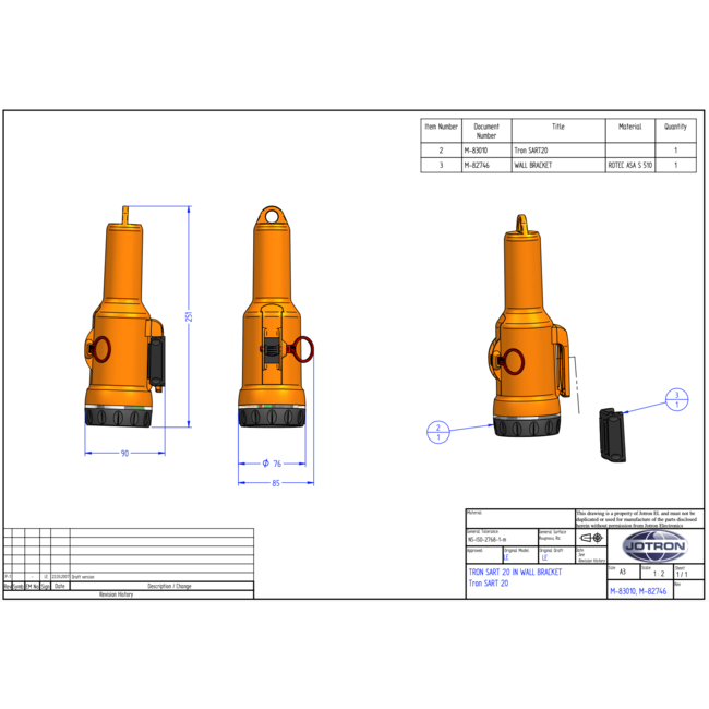 JOTRON Tron SART20 Radar Transponder bulkhead bracket