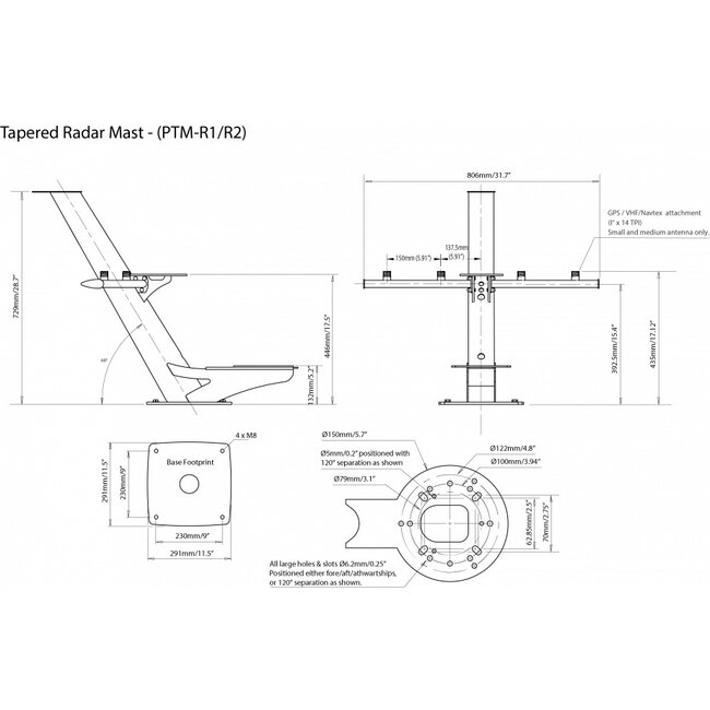 SCANSTRUT PTM-R1-1 Tapered radar mast