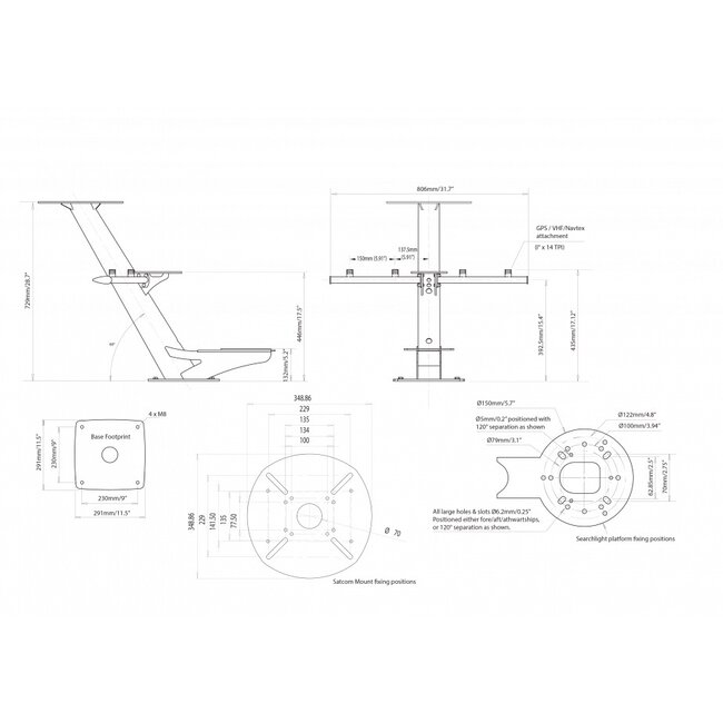 SCANSTRUT PTM-R2-S40 Tapered radar and satcom mast (Made to order)