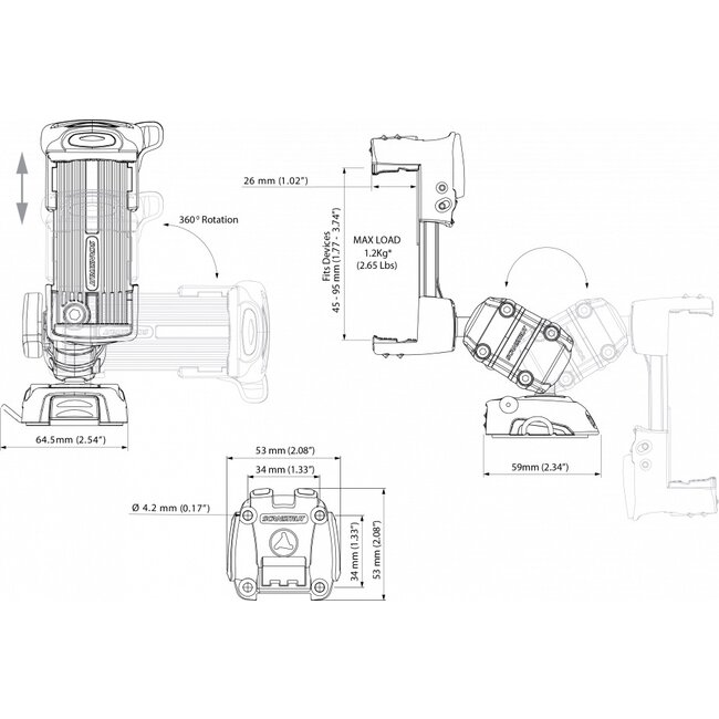 SCANSTRUT RLS-509-401 ROKK Mini Phone Mount kit with Screw Down Base