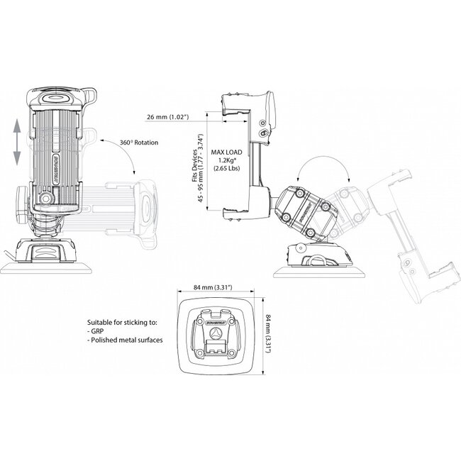 SCANSTRUT RLS-509-404 ROKK Mini Phone Mount kit with Self Adhesive Base