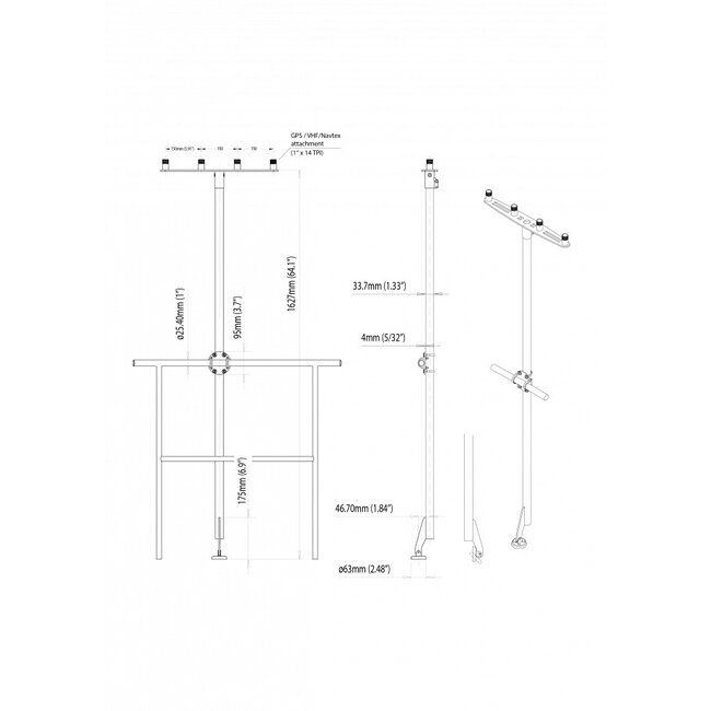 SCANSTRUT TP-01 Pole Mount for up to 4 GPS / VHF antennas