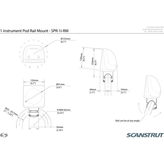 SCANSTRUT ScanPod SPR-1i-RM Rail Pod for 1 x standard size instrument
